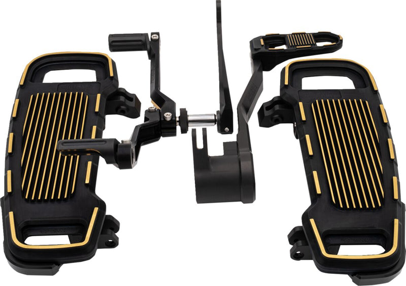 Drag Specialties Floorboard Kit Designed by Gilles for 2017-2025 Harley-Davidson Black Gold Aluminium #CU-B002-BDG