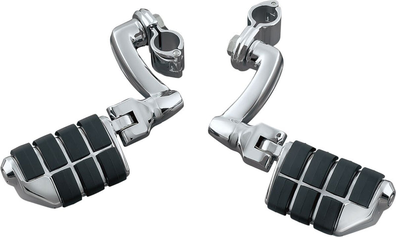 Kuryakyn Longhorn Offset Highway Pegs With Dually & 1 Inch Magnum Quick Clamps In Chrome #KUR7980