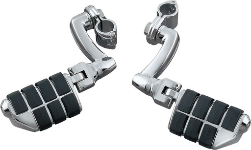 Kuryakyn Longhorn Offset Highway Pegs With Dually & 1 Inch Magnum Quick Clamps In Chrome