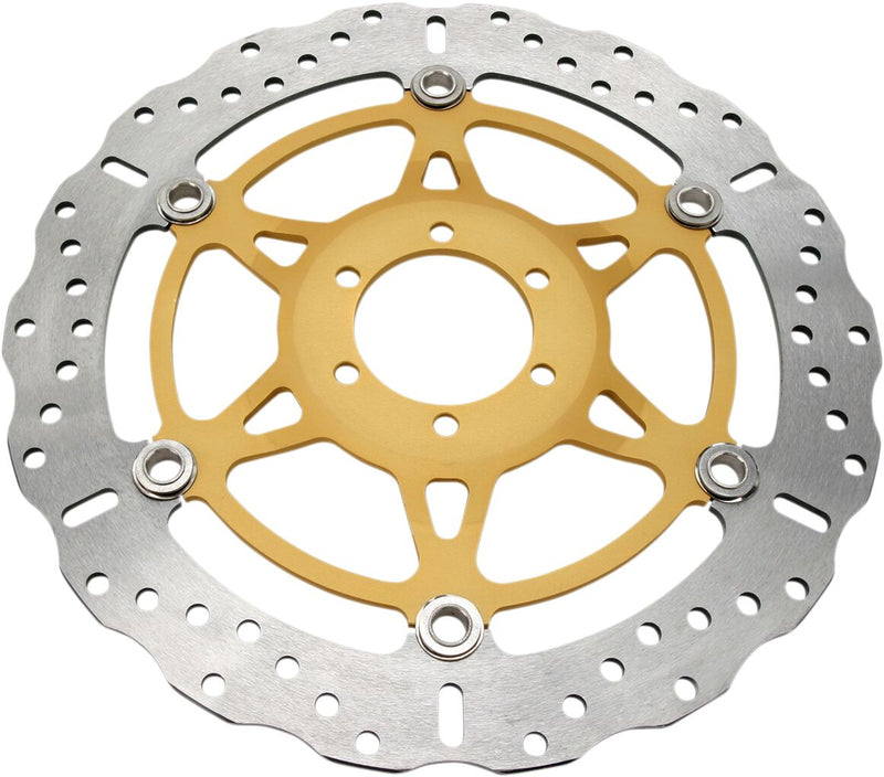 EBC XC SERIES FLOATING CONTOUR Floating Wave® Brake Rotor Gold Silver Full-Floating Front Front Left Two Piece (Floating) Aluminium Stainless Steel...
