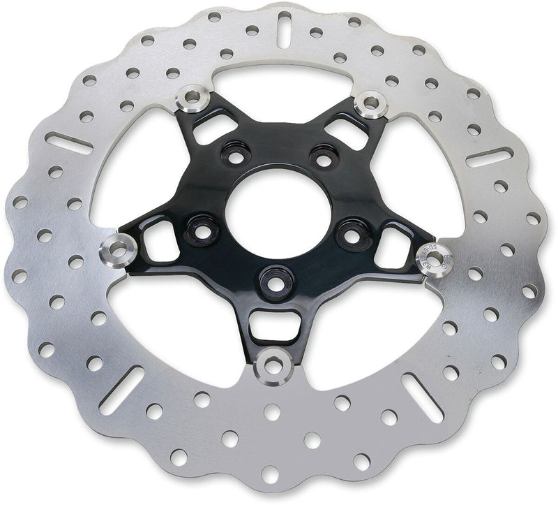 EBC FSD Series Stainless Steel Front Brake Rotor for Big Twins for 2000-2014 Harley-Davidson Black Polished 5-Button Wide Band