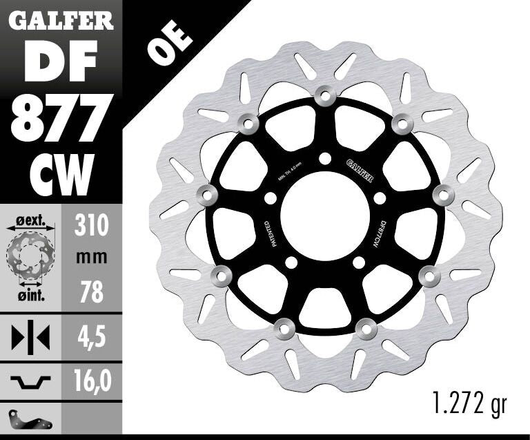 Galfer Brake Rotors for 2000-2006 TRIUMPH Wave® Black Silver Full-Floating Front Two Piece (Floating) Aluminium Stainless Steel Each