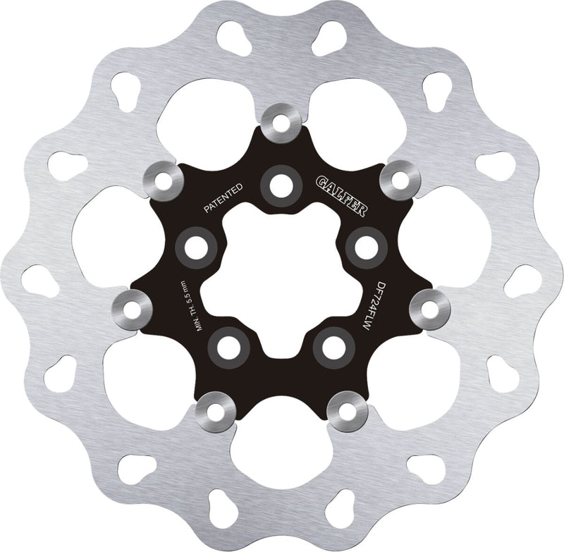 Galfer Brake Rotors for 2008-2018 Harley-Davidson Black Silver Rear Two Piece (Floating) 420 High-Carbon Stainless Steel