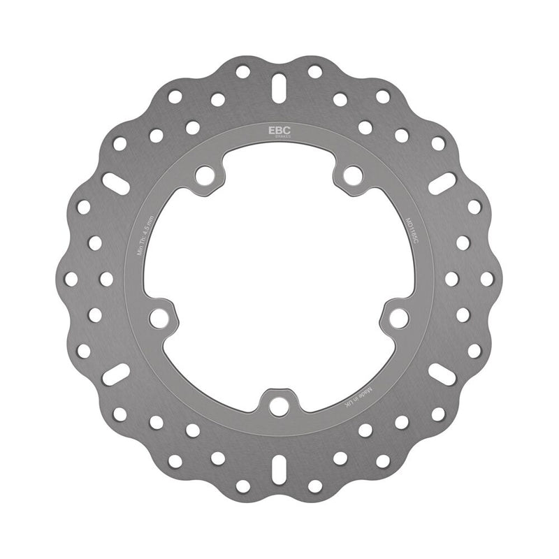 EBC Contour Fixed Brake Rotor for 2014-2020 HONDA Wave® Silver Stainless Steel Solid-Mount Rear One Piece (Fixed) High-Carbon Stainless Steel