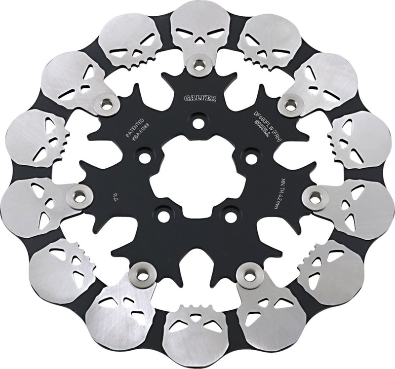 Galfer Skull Brake Rotor for 2000-2014, 2022-2023 Harley-Davidson Front Two Piece (Floating) 420 High-Carbon Stainless Steel