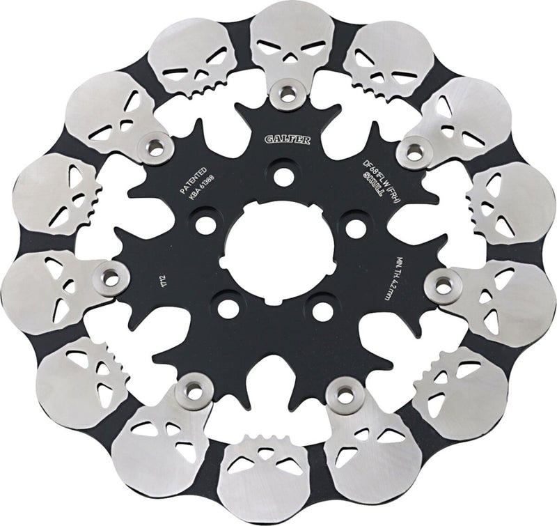 Galfer Skull Brake Rotor for 2000, 2006-2007, 2012-2016, 2018-2020, 2022-2023 Harley-Davidson Rear Two Piece (Floating) 420 High-Carbon Stainless S...