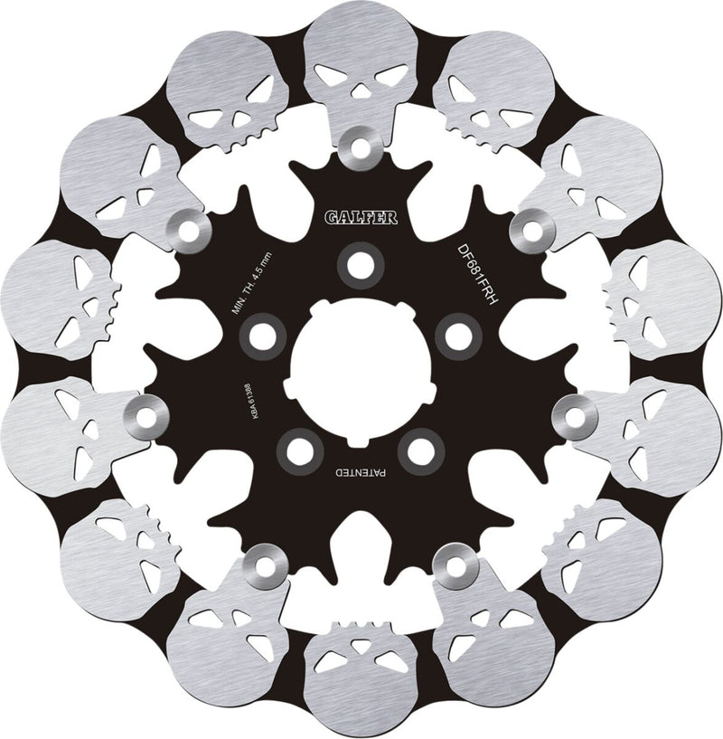 Galfer Skull Brake Rotor for 2000, 2006-2007, 2012-2016, 2018-2020, 2022-2023 Harley-Davidson Rear Two Piece (Floating) 420 High-Carbon Stainless S...