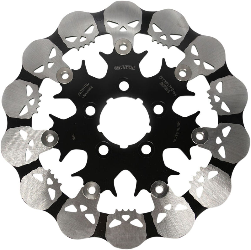 Galfer Skull Brake Rotor for 2000, 2006-2007, 2012-2016, 2018-2020, 2022-2023 Harley-Davidson Rear Two Piece (Floating) 420 High-Carbon Stainless S...