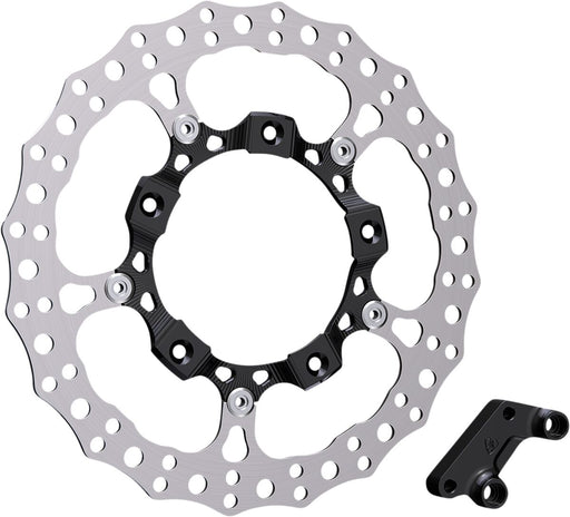 Arlen Ness Black Anodised 14" Billet Big Brake Full Floating Left Rotor Kit for 2014-2025 Harley-Davidson Touring Motorcycles