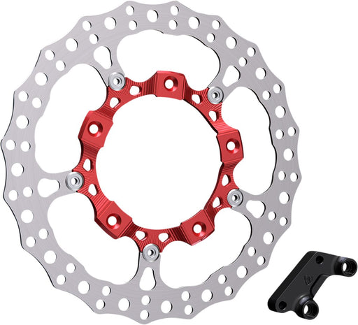 Arlen Ness Red Anodised 14" Billet Big Brake Full Floating Left Rotor Kit for 2014-2025 Harley-Davidson Touring Motorcycles #300-003