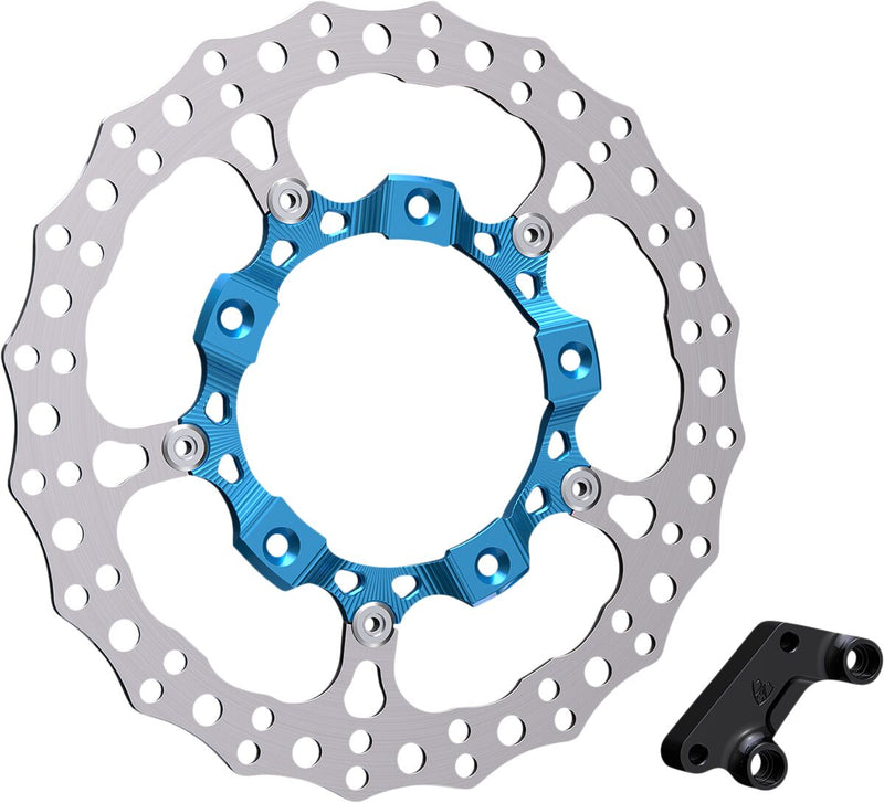 Arlen Ness Blue Anodised 14" Billet Big Brake Full Floating Right Rotor Kit for 2014-2025 Harley-Davidson Touring Motorcycles #300-005