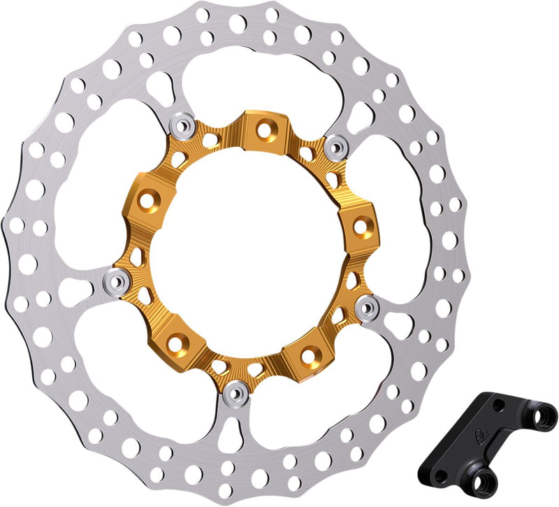 Arlen Ness Gold Anodised 14" Billet Big Brake Full Floating Right Rotor Kit for 2014-2025 Harley-Davidson Touring Motorcycles #300-006