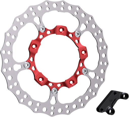 Arlen Ness Red Anodised 14" Billet Big Brake Full Floating Right Rotor Kit for 2014-2025 Harley-Davidson Touring Motorcycles #300-007
