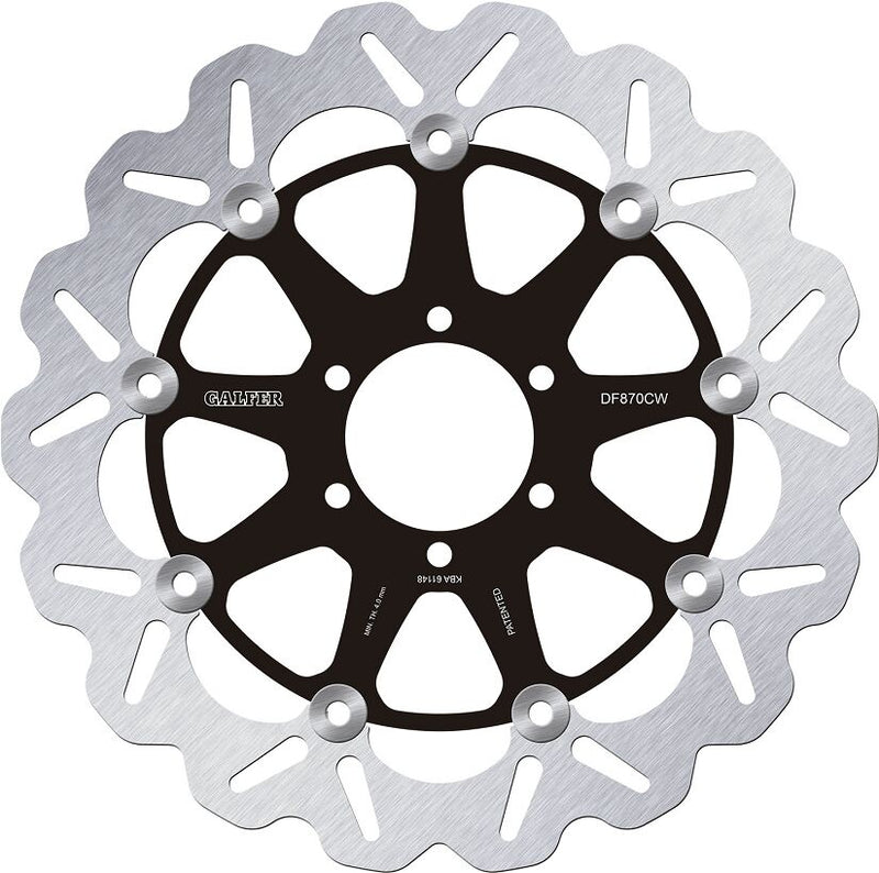 Galfer Brake Rotors for 2005-2008 DUCATI Wave® Black Silver Full-Floating Front Two Piece (Floating) Aluminium Stainless Steel