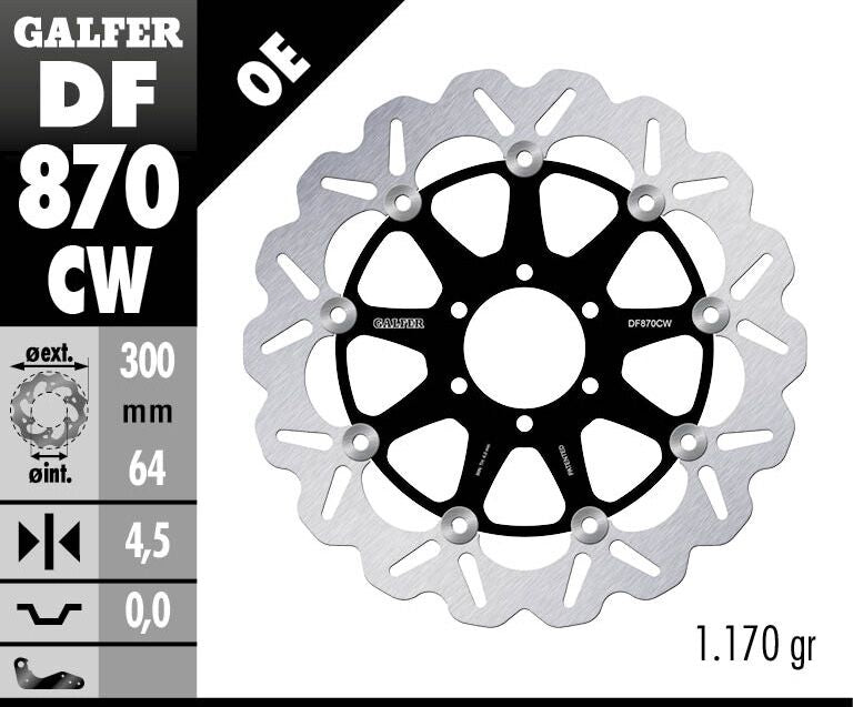 Galfer Brake Rotors for 2005-2008 DUCATI Wave® Black Silver Full-Floating Front Two Piece (Floating) Aluminium Stainless Steel Each