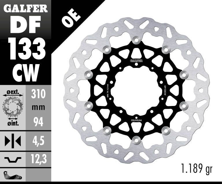 Galfer Brake Rotors for 2018-2026 HONDA Wave® Black Silver Full-Floating Front Two Piece (Floating) Aluminium Stainless Steel Each