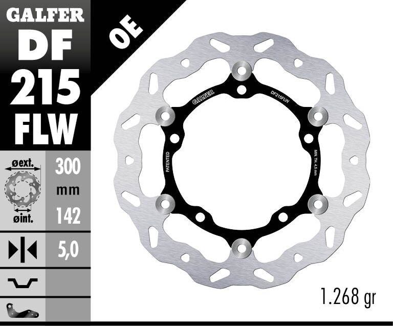 Galfer Brake Rotor for 2017-2026 KAWASAKI Wave® Black Silver Full-Floating Front Two Piece (Floating) Stainless Steel Each