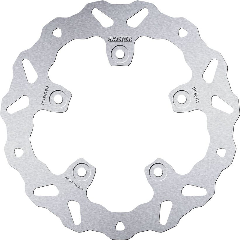 Galfer Wave® Brake Rotor Silver Stainless Steel Solid-Mount Rear One Piece (Fixed)