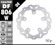 Galfer Wave® Brake Rotor Silver Stainless Steel Solid-Mount Rear One Piece (Fixed) Each