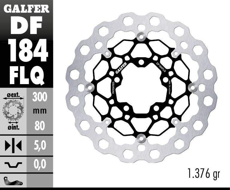 Galfer Brake Rotor Floating Cubiq for 2004-2026 KAWASAKI Black Silver Full-Floating Front Two Piece (Floating) Aluminium Stainless Steel Each