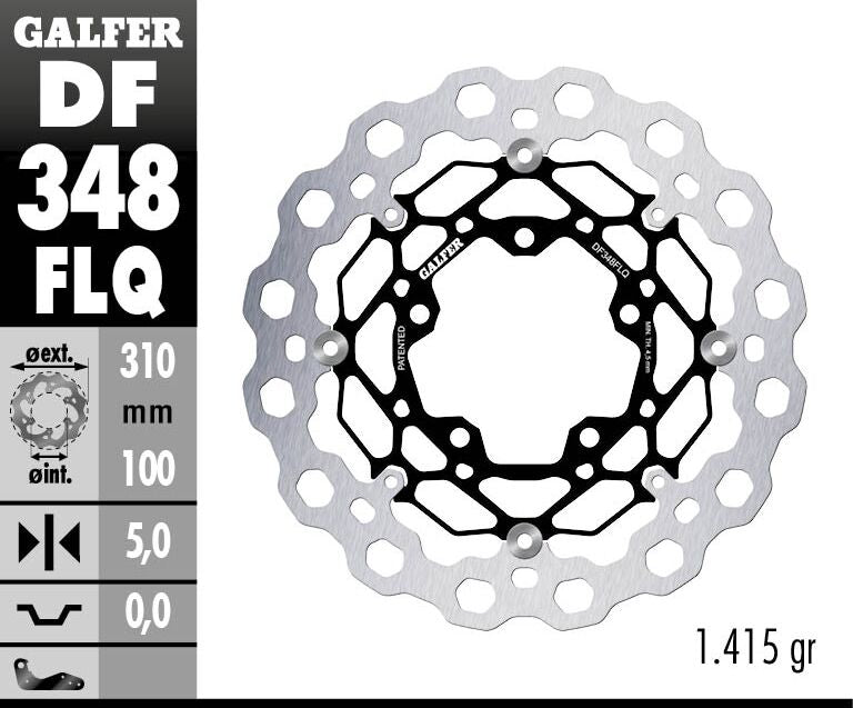 Galfer Brake Rotor Floating Cubiq for 2005-2025 SUZUKI Black Silver Full-Floating Front Two Piece (Floating) Aluminium Stainless Steel Each