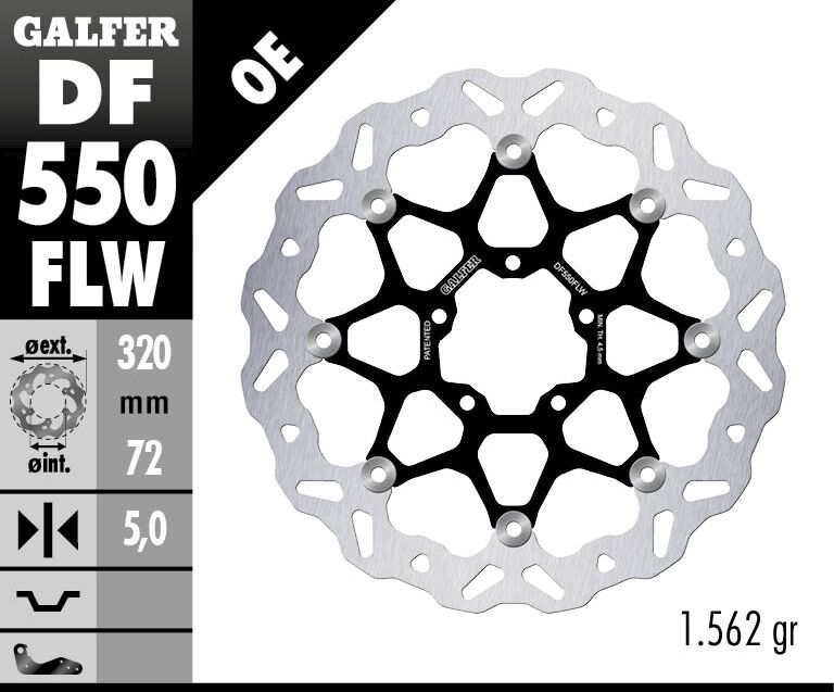 Galfer Wave® Brake Rotor for 2019-2026 ROYAL ENFIELD Black Silver Full-Floating Front Two Piece (Floating) Stainless Steel Each