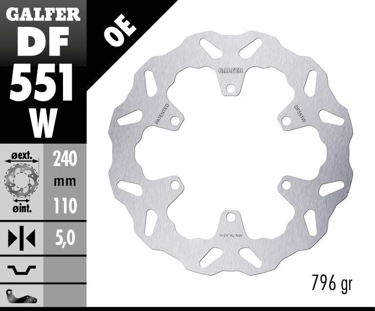 Galfer BRAKE ROTOR FIXED WAVE for 2019-2026 ROYAL ENFIELD Wave® Silver Solid-Mount Rear One Piece (Fixed) Stainless Steel Each