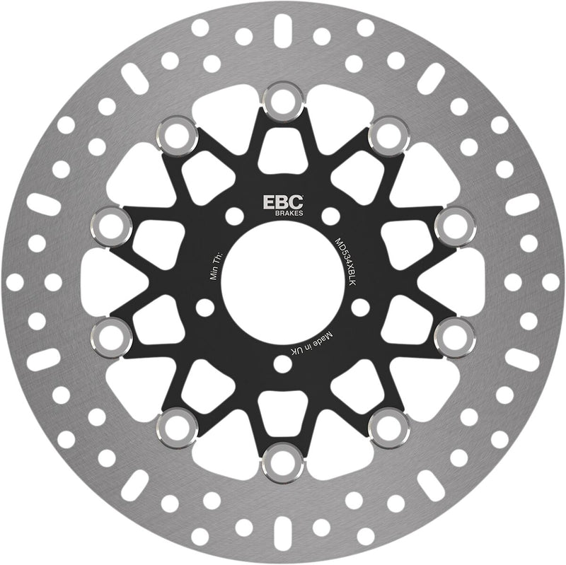 EBC X-Series Brake Rotor for 2016-2022 INDIAN SCOUT X Series Black Silver Full-Floating Front Two Piece (Floating) High-Carbon Stainless Steel