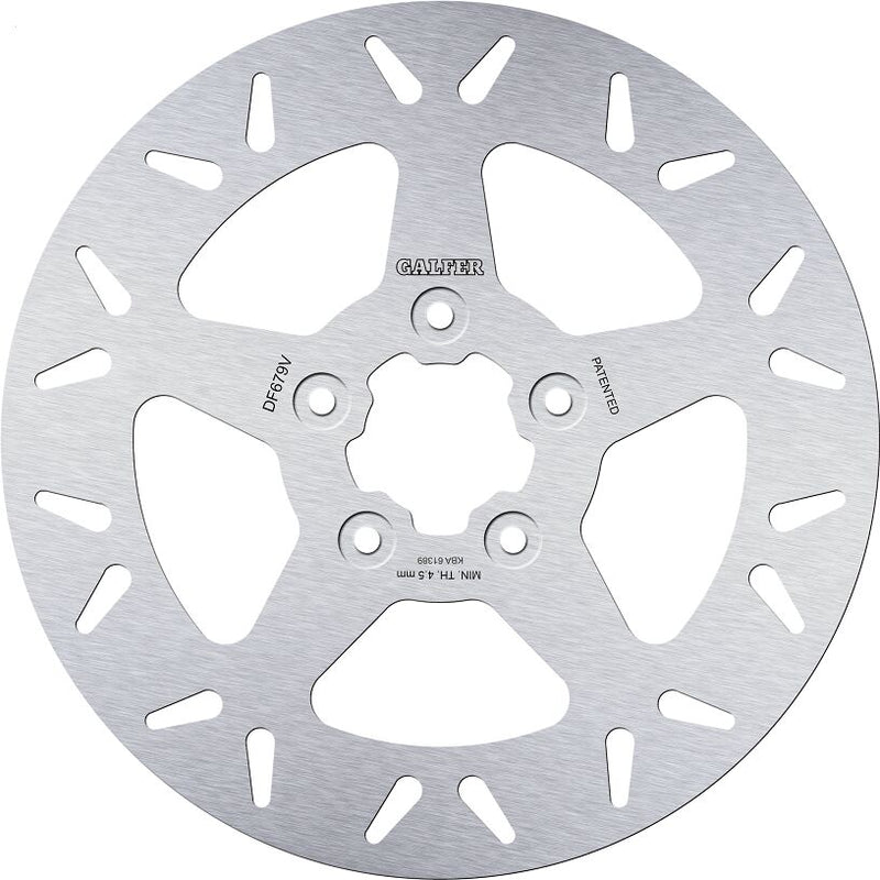 Galfer Brake Rotor Fixed Round for 1984-1989, 1994-1998 Harley-Davidson Silver Stainless Steel Solid-Mount Front One Piece (Fixed)