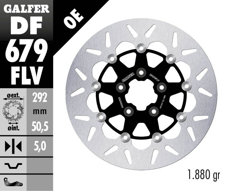 Galfer Brake Rotor Floating Round for 1986-1989, 1994-1999 Harley-Davidson Black Silver Full-Floating Front Two Piece (Floating) Aluminium Alloy St...