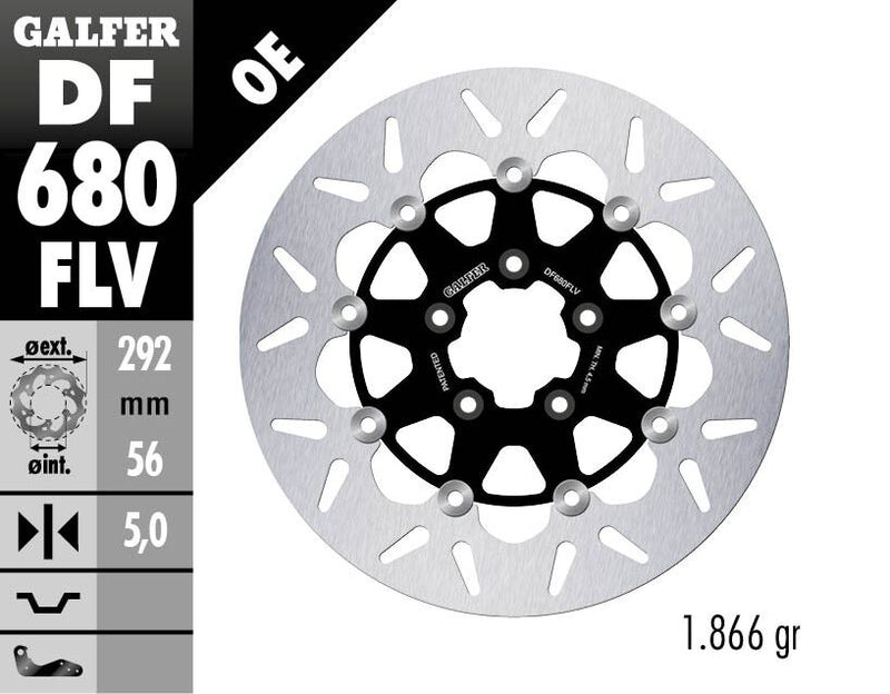 Galfer Brake Rotor Floating Round for 2000-2023 Harley-Davidson Black Silver Full-Floating Front Two Piece (Floating) High-Carbon Stainless Steel Each