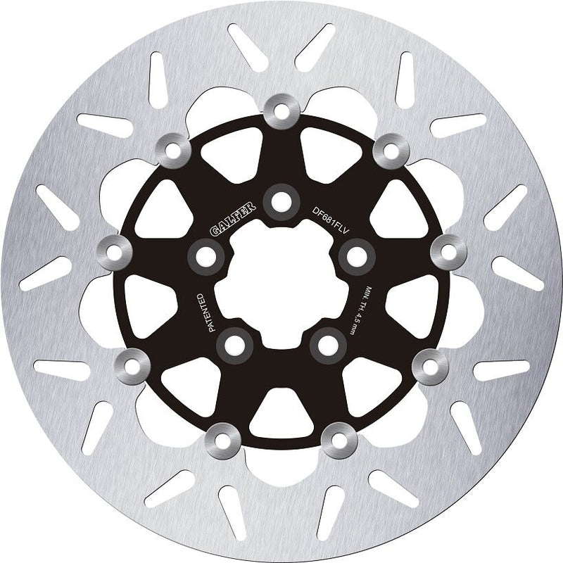 Galfer Brake Rotor Floating Round for 2000-2017, 2020-2024 Harley-Davidson Black Silver Full-Floating Front Two Piece (Floating) High-Carbon Stainl...
