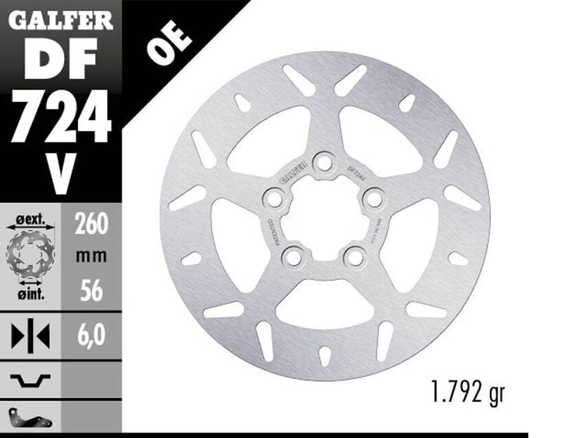 Galfer Brake Rotor Fixed Round for 2005-2021 Harley-Davidson Silver Solid-Mount Front One Piece (Fixed) Stainless Steel Each