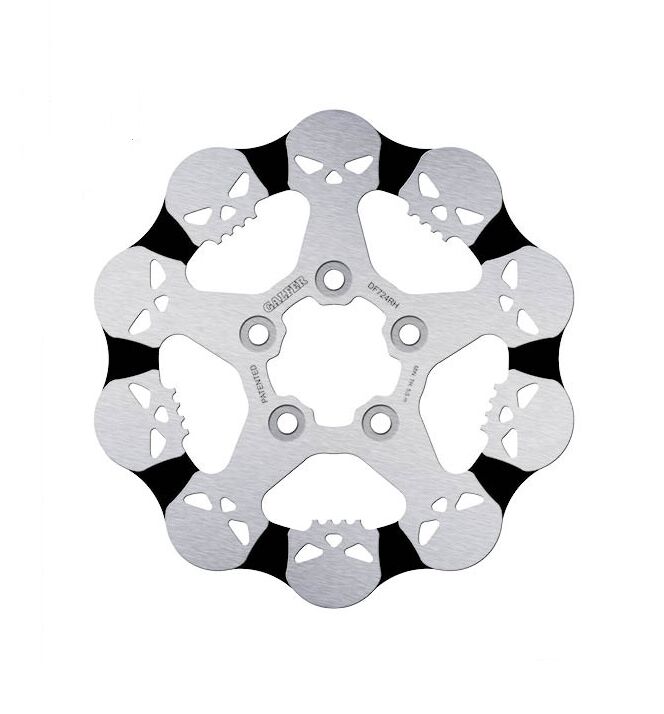 Galfer BRAKE ROTOR FIXED SKULL for 2005-2022 Harley-Davidson Black Stainless Steel Rear One Piece (Fixed)