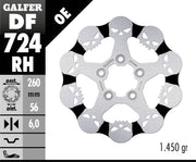 Galfer BRAKE ROTOR FIXED SKULL for 2005-2022 Harley-Davidson Black Stainless Steel Rear One Piece (Fixed) Each