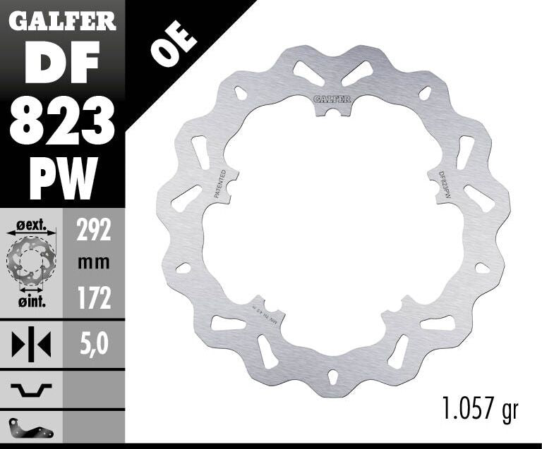 Galfer Wave® Brake Rotor for 2002-2005 Harley-Davidson Silver Stainless Steel Front One Piece (Fixed) Each