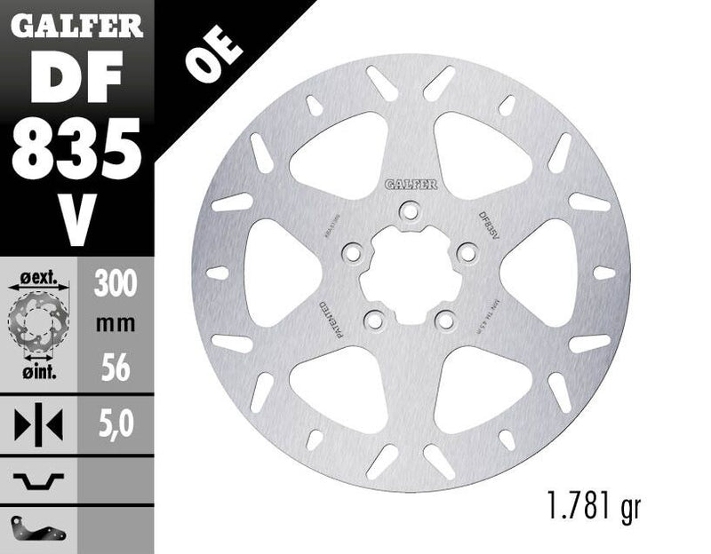Galfer Brake Rotor Fixed Round for 2004-2024 Harley-Davidson Silver Stainless Steel Solid-Mount Front One Piece (Fixed) Each