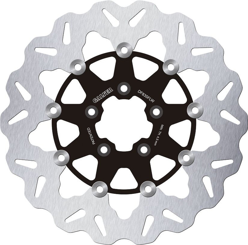 Galfer Brake Rotor for 2004-2024 Harley-Davidson Wave® Black Silver Full-Floating Front Two Piece (Floating) Aluminium Alloy Stainless Steel