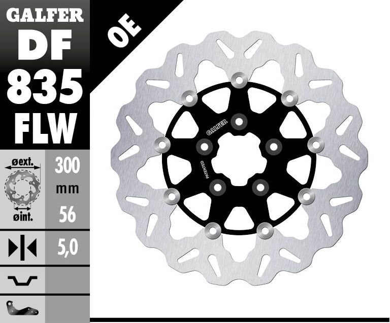 Galfer Brake Rotor for 2004-2024 Harley-Davidson Wave® Black Silver Full-Floating Front Two Piece (Floating) Aluminium Alloy Stainless Steel Each