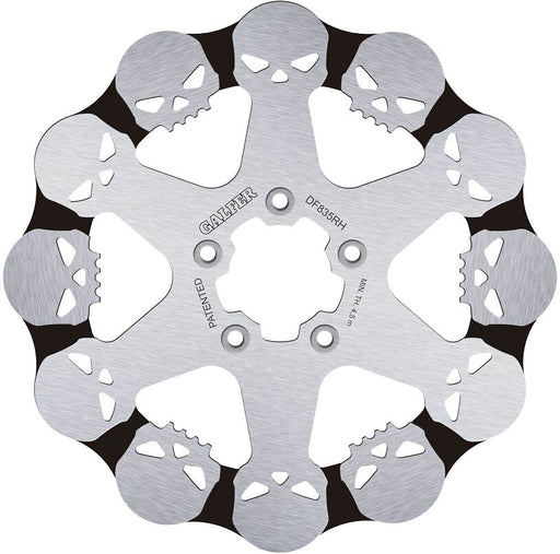 Galfer BRAKE ROTOR FIXED SKULL for 2004-2024 Harley-Davidson Contour Black Silver Solid-Mount Front One Piece (Fixed) Stainless Steel