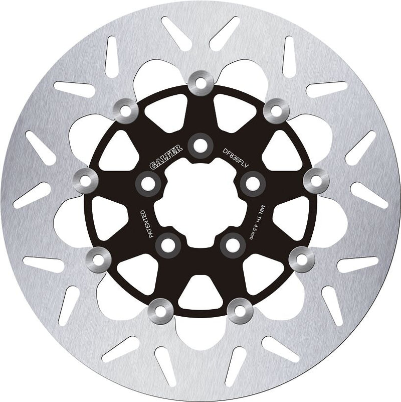 Galfer Brake Rotor Floating Round for 2008-2023 Harley-Davidson Black Silver Full-Floating Front Two Piece (Floating) High-Carbon Stainless Steel