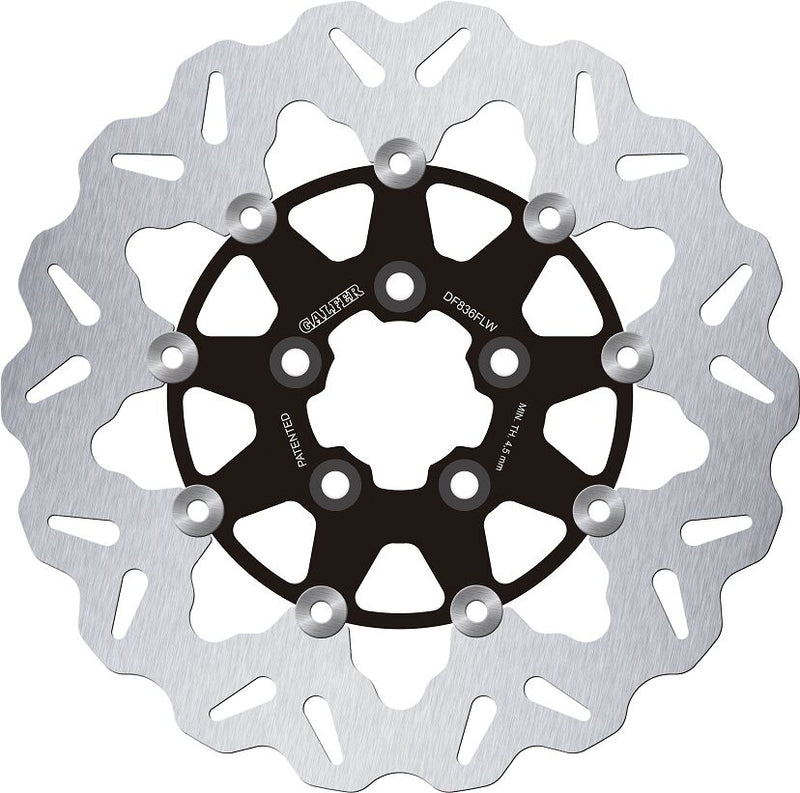 Galfer Brake Rotor for 2008-2024 Harley-Davidson Wave® Black Silver Full-Floating Front Two Piece (Floating) Stainless Steel