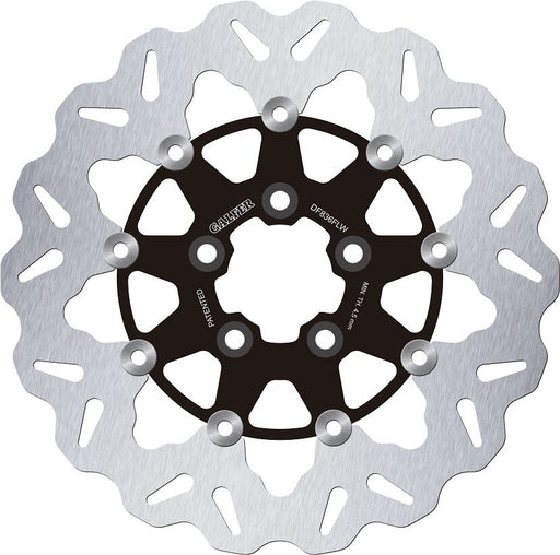 Galfer Brake Rotor for 2008-2024 Harley-Davidson Wave® Black Silver Full-Floating Front Two Piece (Floating) Stainless Steel