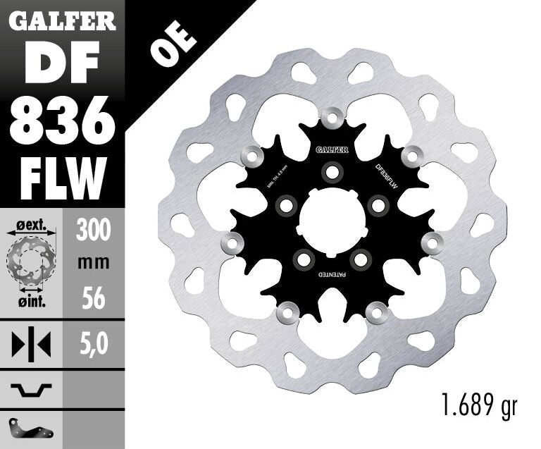 Galfer Brake Rotor for 2008-2024 Harley-Davidson Wave® Black Silver Full-Floating Front Two Piece (Floating) Stainless Steel Each