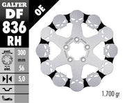 Galfer BRAKE ROTOR FIXED SKULL for 2008-2019 Harley-Davidson Black Silver Solid-Mount Front One Piece (Fixed) Stainless Steel Each