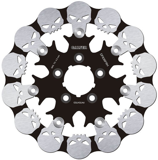 Galfer BRAKE ROTOR FLOATING SKULL for 2008-2019 Harley-Davidson Black Silver Full-Floating Front Two Piece (Floating) Aluminium Alloy Stainless Ste...