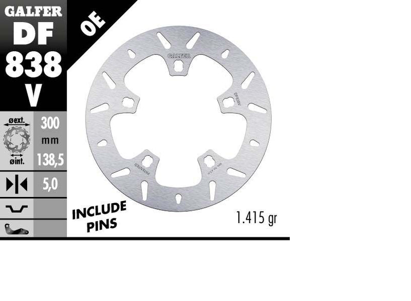 Galfer Brake Rotor Fixed Round for 2014-2023 Harley-Davidson Silver Stainless Steel Solid-Mount Front One Piece (Fixed) Each