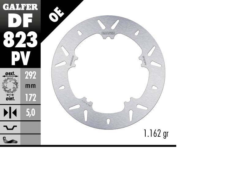 Galfer Brake Rotor Fixed Round for 2002-2005 Harley-Davidson Silver Stainless Steel Solid-Mount Front One Piece (Fixed) Each