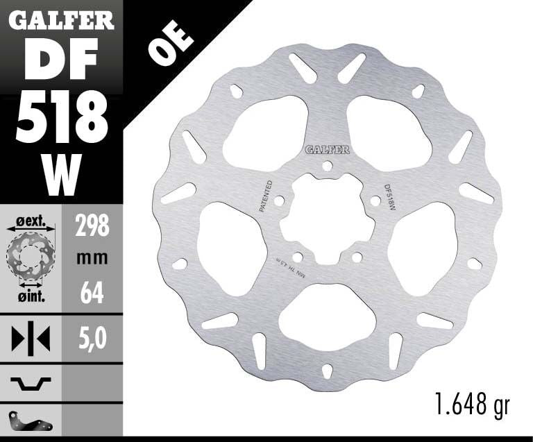 Galfer Wave® Brake Rotor for 2015-2024 INDIAN SCOUT Silver Stainless Steel Solid Front One Piece (Fixed) Each