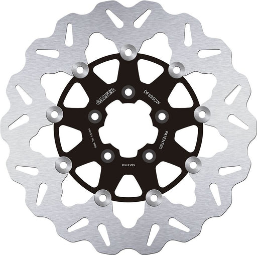 Galfer Wave® Brake Rotor for 2004-2024 Harley-Davidson Black Silver Full-Floating Front Two Piece (Floating) 420 High-Carbon Stainless Steel 6061 T...